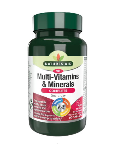 NATURES AID MULTIVITAMINS & MINERALS – ONE-A-DAY HIGH POTENCY DAILY MULTI-VITAMIN SUPPLEMENT INC. B12 & ZINC