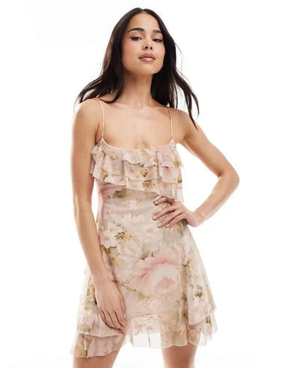 PINK FRILL DETAIL MINI DRESS