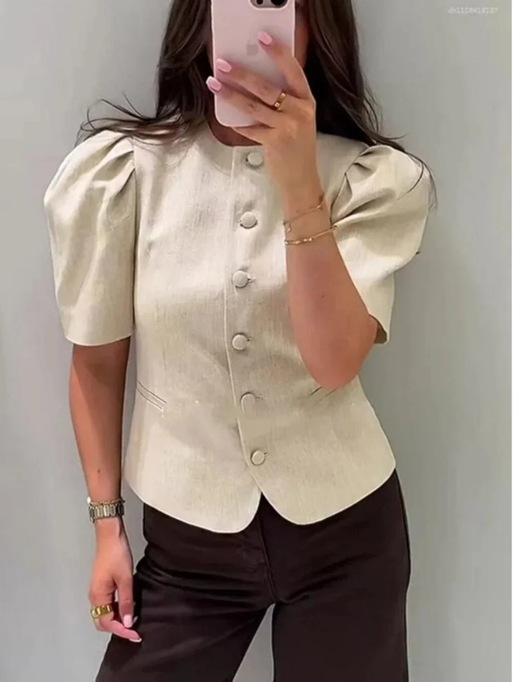 Veste Zara beige à manches bouffantes