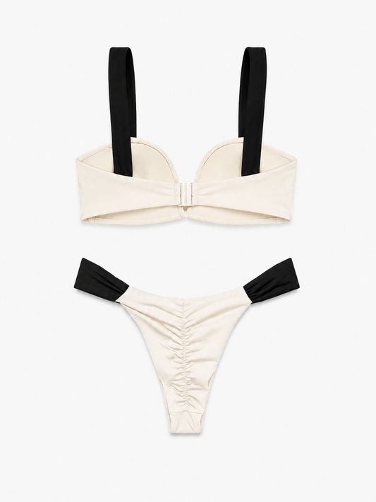 CONTRAST RUCHED BIKINI SET