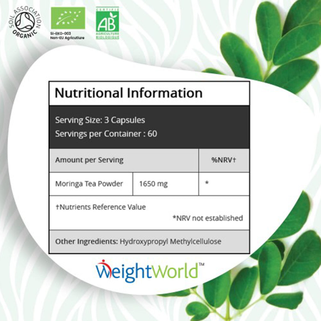 ORGANIC PURE MORINGA | 1650 MG 180 CAPSULES
