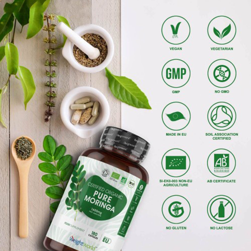 ORGANIC PURE MORINGA | 1650 MG 180 CAPSULES