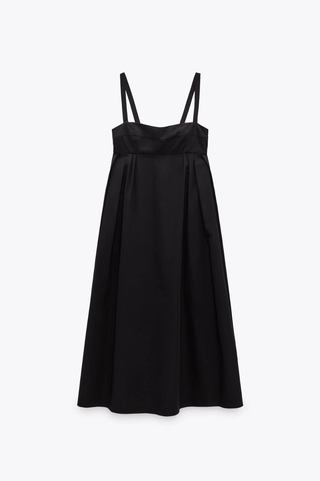 [X6] COTTON POPLIN MIDI/MAXI DRESS | BLACK