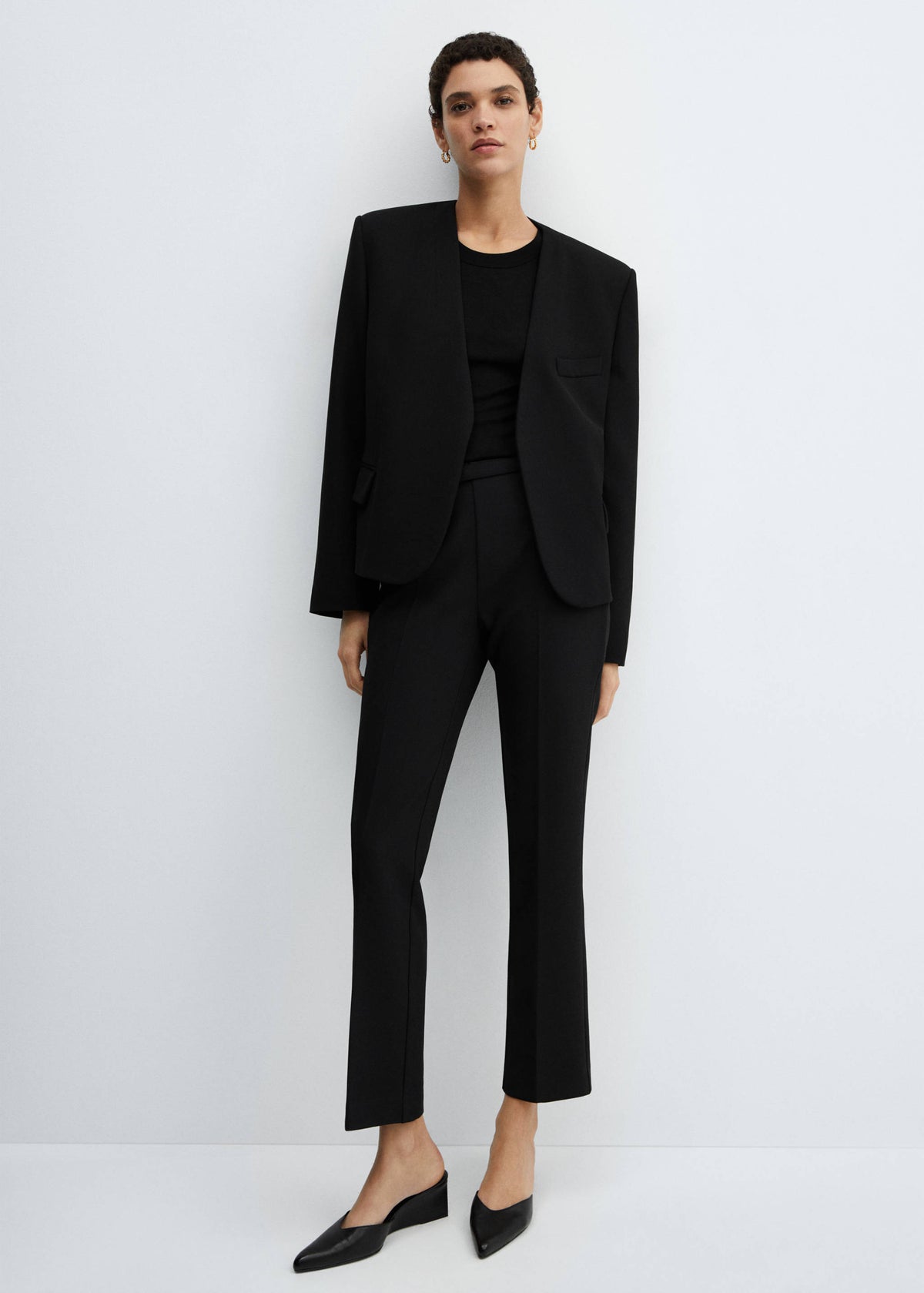 Blazer Mango noir à épaulettes
