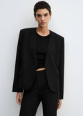 Blazer Mango noir à épaulettes