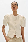 Veste Zara beige à manches courtes bouffantes