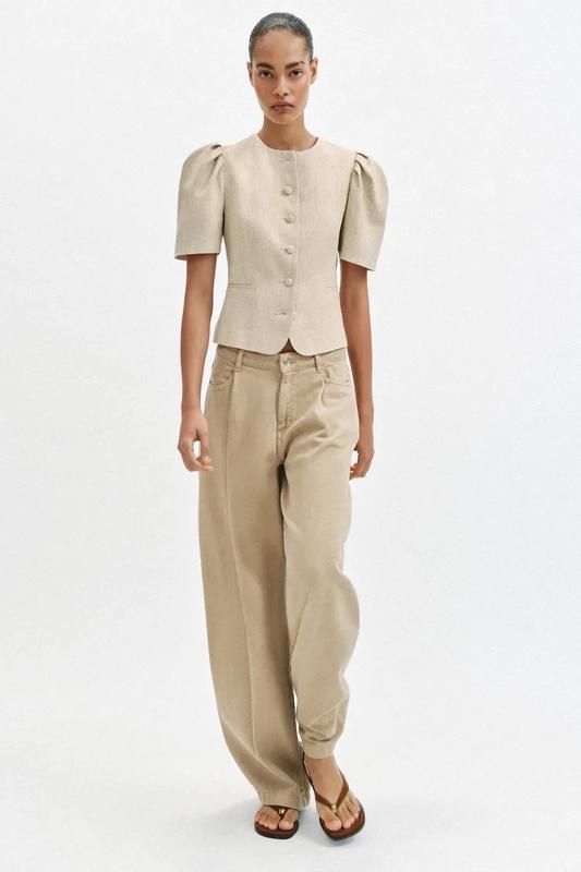 Veste Zara beige à manches courtes bouffantes