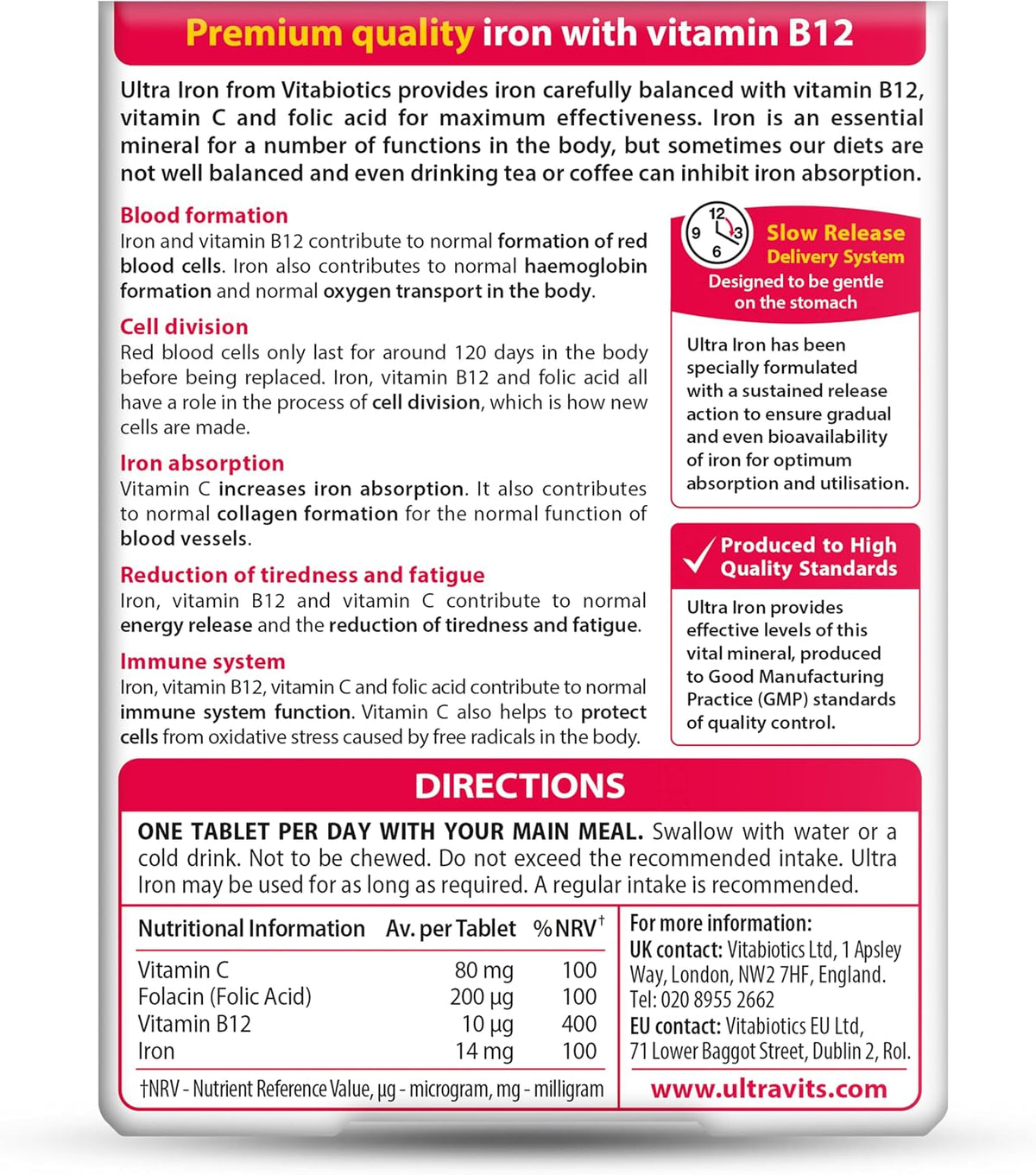 Vitabiotics Ultra Iron 30 comprimés – vue 4
