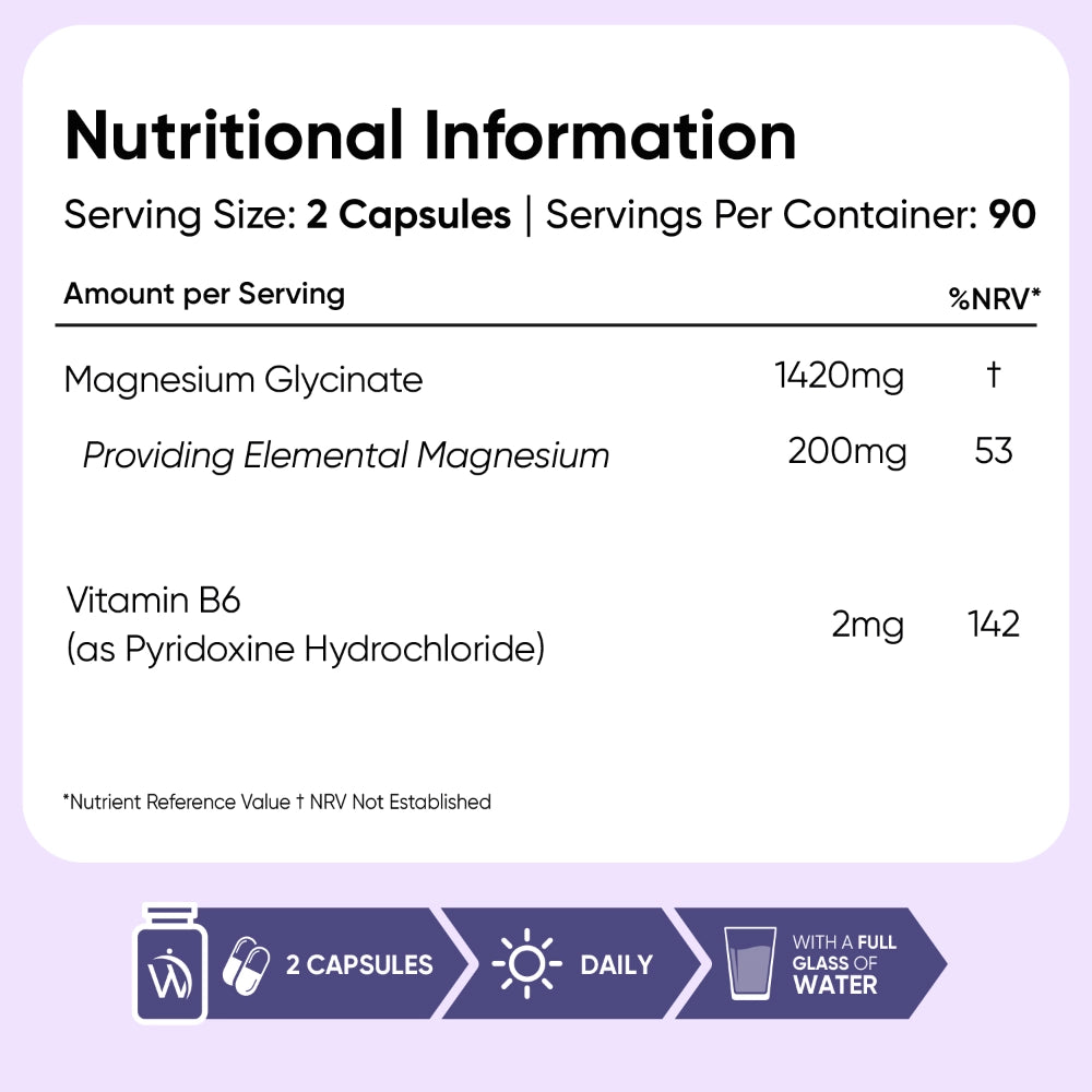 Magnesium Glycinate (Bisglycinate) Capsules | 1422mg, 180 Capsules