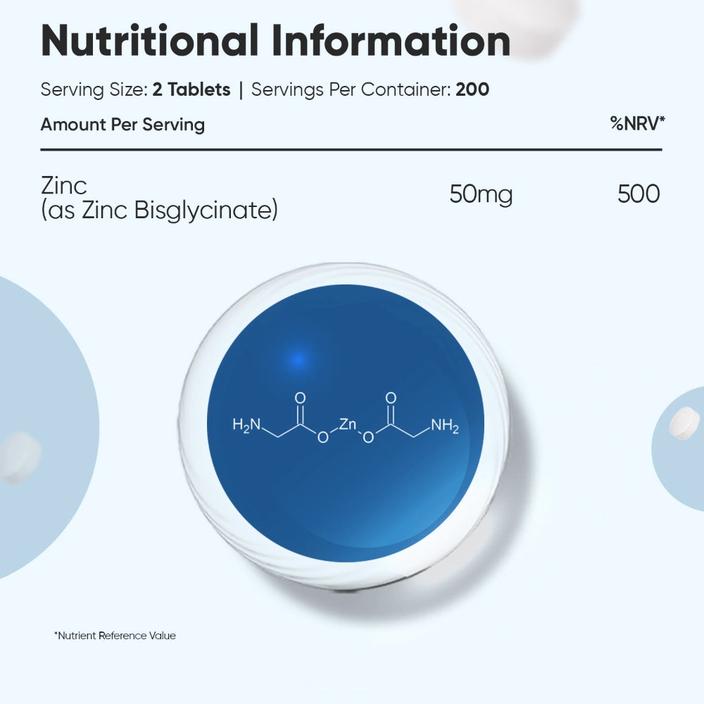 Zinc Bisglycinate Tablets | 50mg 400 Tablets