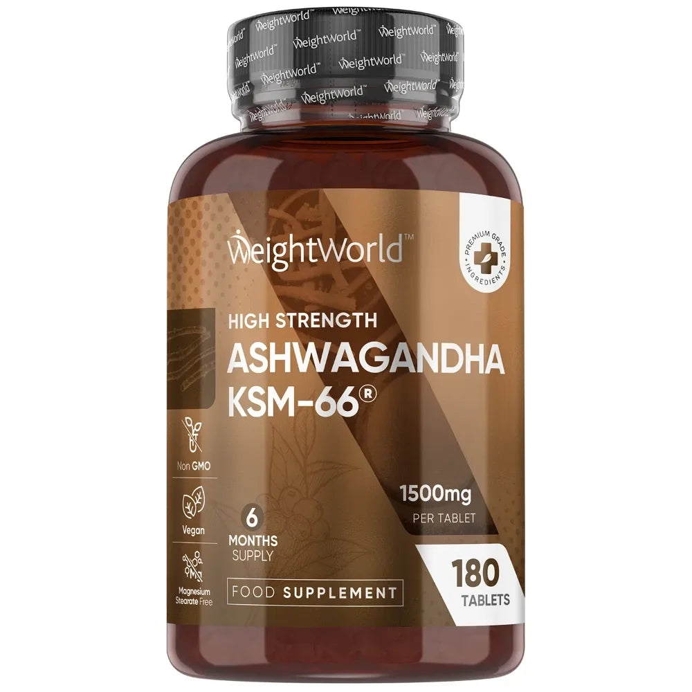 Ashwagandha KSM-66 WeightWorld – flacon de 180 comprimés