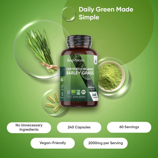 Organic Barley Grass Capsules | 2000mg 240 Capsules