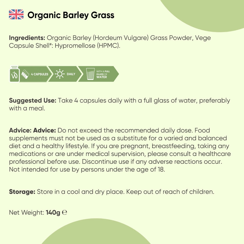 ORGANIC BARLEY GRASS CAPSULES | 2000MG 240 CAPSULES
