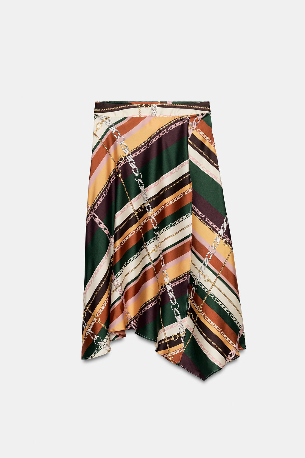 Jupe asymétrique imprimée multicolore Zara – vue de face