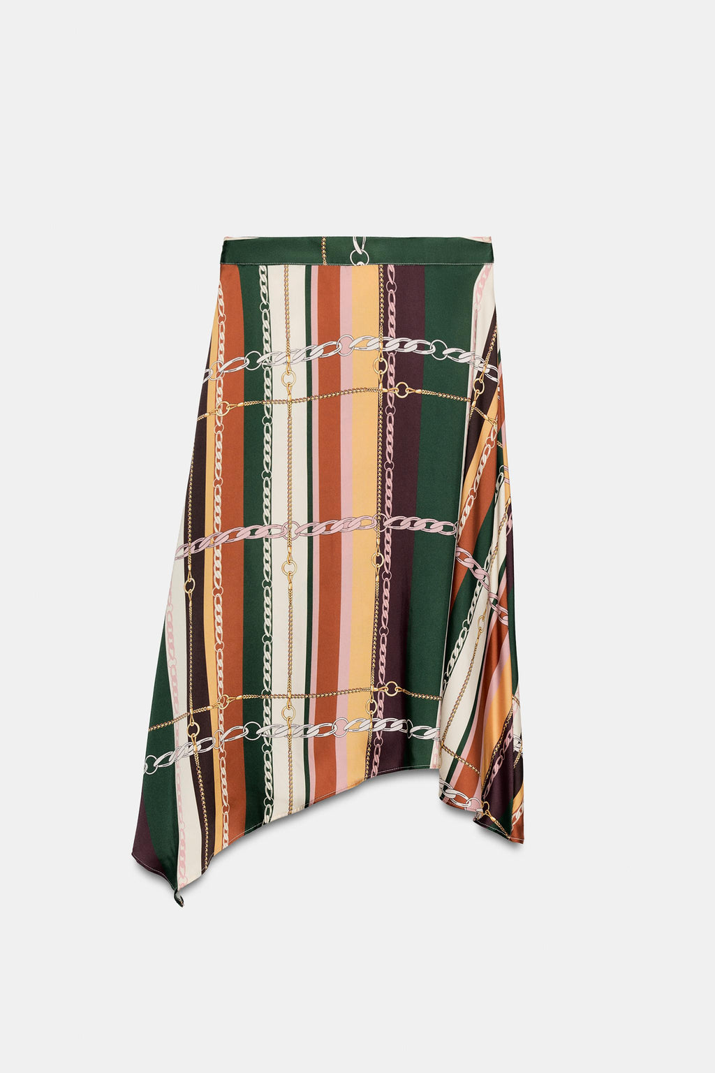 Jupe asymétrique imprimée multicolore Zara – détail de l’imprimé